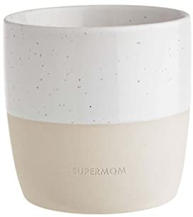 BUTLERS Tasse ohne Henkel 350ml Steingut Becher mit Spruch: Supermom -ME TIME- Spülmaschinen- und mikrowellenfester Kaffeebecher, ideal auch als Tee-, Latte Macchiato- oder Cappuccino Tasse