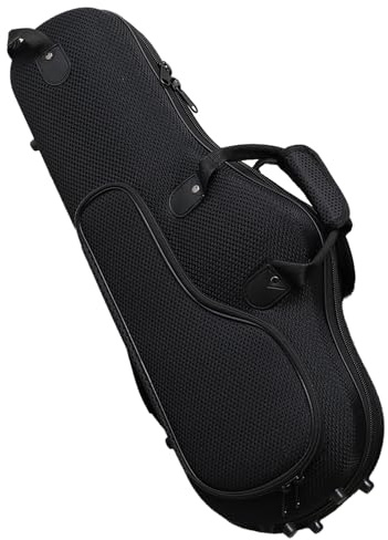 ERINGOGO Tenor-Saxophon-Tasche mit abnehmbaren Riemen, weich gepolsterte Saxophon-Gig-Tasche, leicht, Schwarz, ultraleichter Rucksack