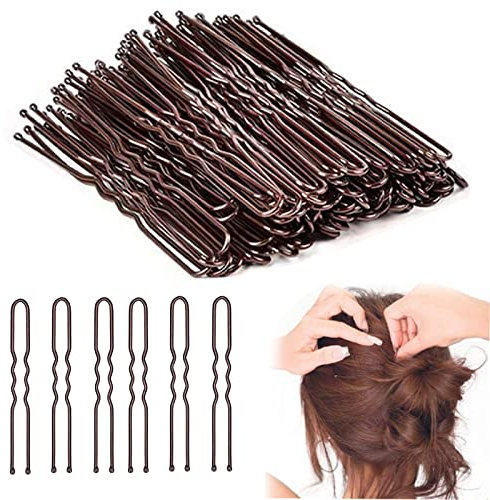 Horquillas para el Pelo en U, 50 piezas Horquillas para el pelo, pinzas para el pelo de las mujeres,para el maquillaje de las niñas y el peinado del cabello (Brown)