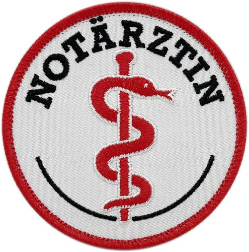 Notärztin Stoffaufnäher/Patch Klett (8cm Durchmesser)| Rettungsdienst | DRK | Malteser | Johanniter | ASB | BRK