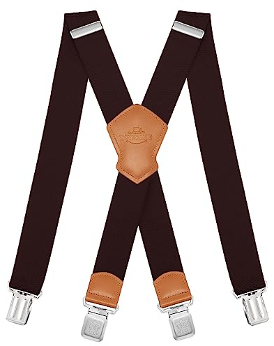 Dresime Hosenträger für Herren mit 4 starken Clips 4cm breit, X Form elastisch einstellbar Länge für Männer und Damen Overalls Jeans, Arbeitshosen, Jumpsuits, Motorradhosen, etc.