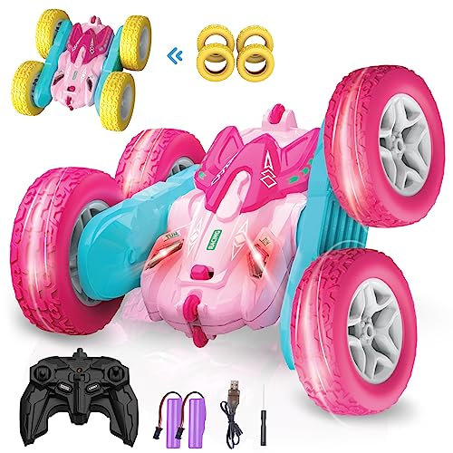 seveclotree Ferngesteuerte Auto für Mädchen Kinder,4WD 2.4 Ghz Fernbedienung 360° Flip RC Stunt Autos,Outdoor und Indoor Fahrzeug Spielzeug,Geschenke für Jungen Kinder Mädchen 3-10 Jahre