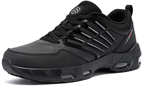 LARNMERN Arbeitsschuhe Herren Kochschuhe Küche Luftkissen rutschfeste SRC Koch Schuhe Komfort Laufsohle Dämpfung (Schwarz,45)
