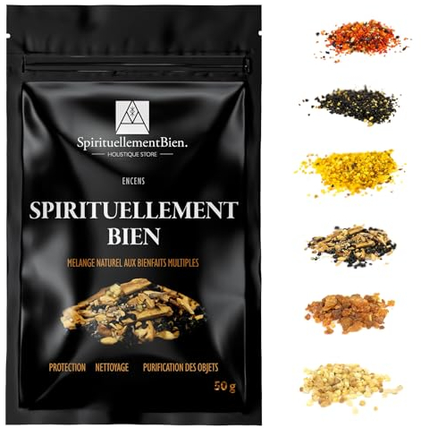 Encens SpirituellementBien résine 100% Naturel et Authentique en Grain 50gr pour Fumigation Brule Parfum ou Encensoir Protection - Nettoyage - Purification des Objets - Alternative Encens Baton-Cone