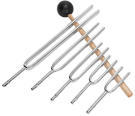 Stimmgabeln für Heilung, 128 Hz + 256 Hz + 512 Hz + 1024 Hz + 2048 Hz Stimmgabel aus Aluminiumlegierung, Klangheilungstherapien, Werkzeugset, Yoga, Meditation, Stimm-Energiegabel