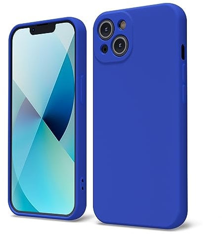 oakxco for iPhone 13 Phone Case Liquid Silicone, Cute Thin Slim Soft Rubber TPU Plain Smooth Gel Cover for Women Girl Aesthetic Design, Matte Solid Protective & Shockproof Bumper Grip?Royal Blue