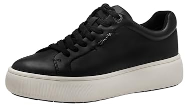 Tamaris Damen Sneaker Leder Wechselfußbett; Black Leather, EU 39