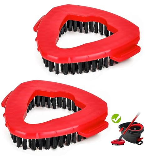Scrub Brush Head, 2 Pack Spin Mop Replacement Heads Scrubber Mop Head Compatible for EasyWring 1-Tank System, Hard Bristle Cleaning Brush for Kitchen,Tile and Hard Floor, Shower Scrubber Brush