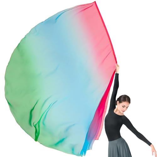 Baisdan Drapeaux de culte en demi-cercle en mousseline de soie avec tige flexible pour église, culte prophétique, adoration, louange, danse (8# rouge, bleu, vert)