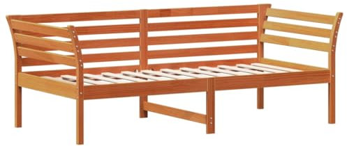 vidaXL Tagesbett, Bett für Schlafzimmer Wohnzimmer, Bettgestell mit Sperrholzlatten, Gästebett Schlafsofa, Wachsbraun 75x190cm Massivholz Kiefer