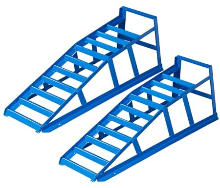 Lot de 2 rampes d'accès en acier pour voiture, camping-car, largeur de voie jusqu'à 21 cm
