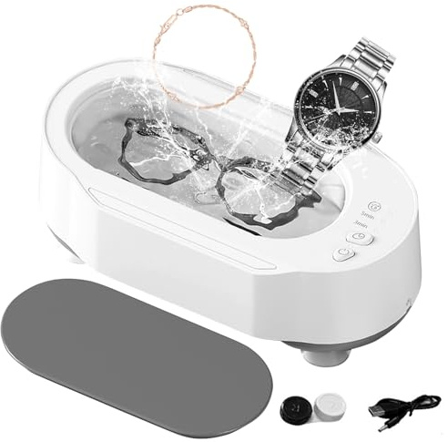 2024 Neu 45000 Hz Ultraschallreinigungsgerät, Ultraschallreiniger Brille und Schmuckreiniger, Ultraschall mit 3 Reinigungsmodi, Brillenreinigungsgerät für Gläser