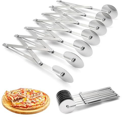 Cortador de Pizza y Masa de Acero Inoxidable Con 7 Ruedas Ajustables - Herramienta de Cocina