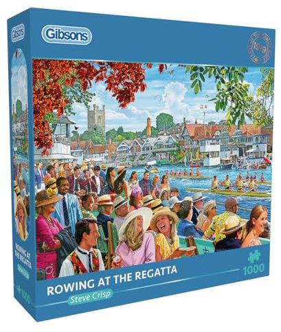 Gibsons Games Rowing at the Regatta 1000 Piece Jigsaw Puzzle | Nostalgic, Sustainable Puzzle for Adults | Premium 100% Recycled Board | Great Gift