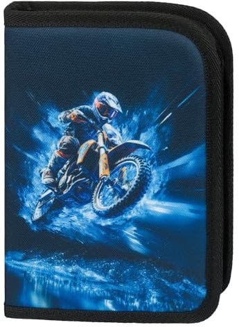 Baagl Federmäppchen für Jungen - Schüleretui, Federtasche, Federmappe für Schreibwaren - Etui, Federpenal, Schulmäppchen (Motorrad)