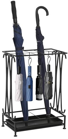 Jumblex Umbrella Stand Indoor Entryway, Umbrella Holder Outdoor, Umbrella Rack, Metal, Black