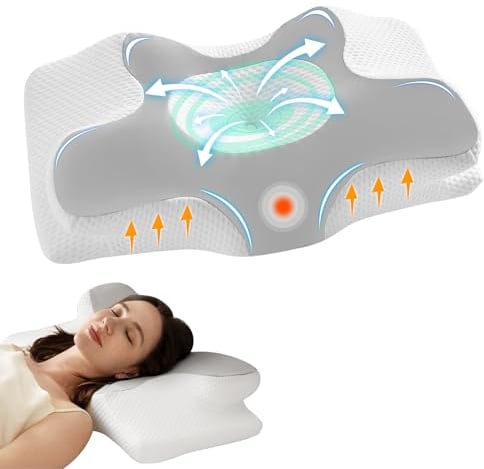 Homyrium Ergonomisches Nackenkissen Kopfkissen Orthopädisches Kissen Memory Foam Nackenstützkissen Antischnarchkissen für Seiten, Rücken & Bauchschläfer(Grau)