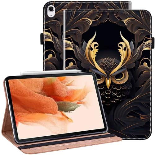 BOLELAW Hülle für iPad Air 11 Zoll M3/M2, iPad Air 7./6./5./4. Generation (2025/2024/2022/2020) 10.9 Zoll PU Leder Folio Flip Case mit Kartenschlitz Standfunktion Tablet Hülle, Eule
