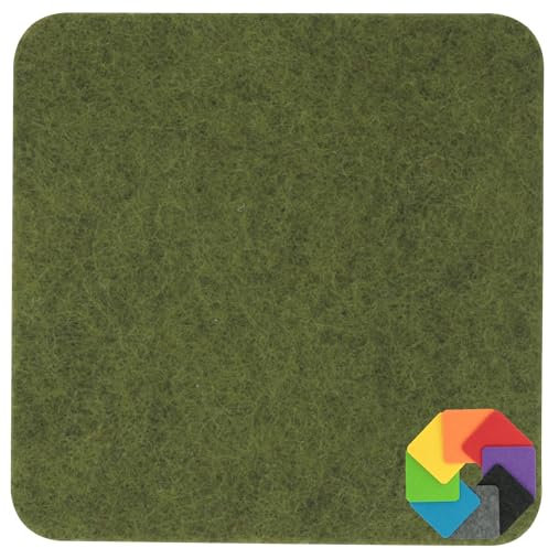 Design Filz Untersetzer eckig - 10x10cm in grün meliert für Glas, Getränke, Bar, Tasse, Vase