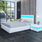 Ottoman Bed,5ft King Ottoman Bed Gas Lift Storage Bed with LED Lights Faux Leather Bed Upholstered Bed Frame Bedroom Furniture White