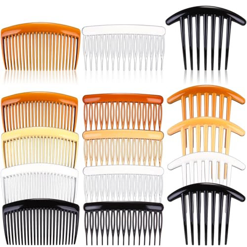 12 Stück Kunststoff Haarkamm zum Stecken Französische Twist Haare Steckkämme Seitliche Haarspange Kämme Einsteckkamm mit Zähne für Frauen Damen French Comb(7 Zähne, 15 Zähne, 23 Zähne)