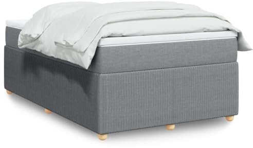 Homgoday Boxspringbett mit Matratze Bett Bettgestell Bettrahmen Doppelbett Einzelbett Lattenrost Gästebett Jugendbett Schlafzimmerbett | ohne Kopfteil Hellgrau 120x200 cm Stoff