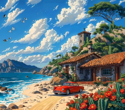 1000 piece jigsaw puzzles for adults Jigsaw Puzzles for Adults 1000 jigsaws 1000 pieces for adults Challenging Puzzle Games TOTBLISS (Beach House & Classic Car)