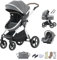 BEBBY passeggino trio, combinazione passeggino 3 in 1 passeggino cittadino con passeggino passeggino portatile con neonato passeggino pieghevole di lusso con passeggino ad alta vista (D2-DEEPGREY)