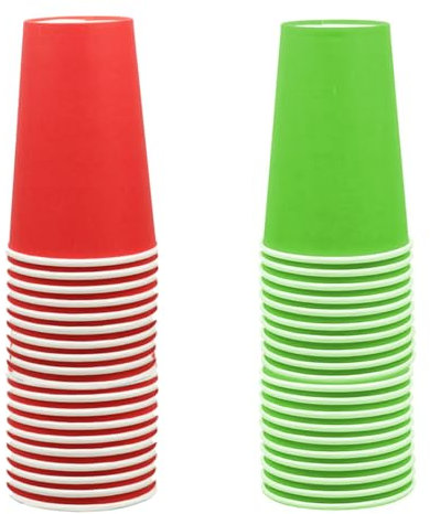 HIXNUG 40pcs 16 Ounce Christmas Paper Cups Red Green Party Paper Cups Cold Hot Drinking Cups Tea Coffee Cups for Christmas Birthday Holiday