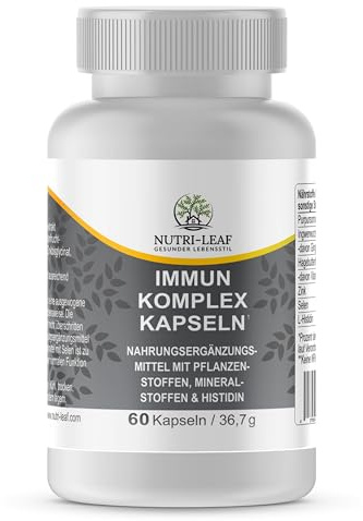 Immun Komplex Kapseln mit Vitamin C, Zink, Selen, Hochdosierte Formel | Echinacea & Ingwer, Glutenfrei, Vegan, 613 mg, Nahrungsergänzungsmittel