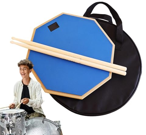 Schlagzeug-Übungspad-Set, tragbares Schlagzeugtaschen-Set, leise | 30,5 cm, Schlagzeug-Pad mit Drumsticks, Aufbewahrung, rutschfest, leicht, Schlagzeug-Pad-Set für Schlagzeuger