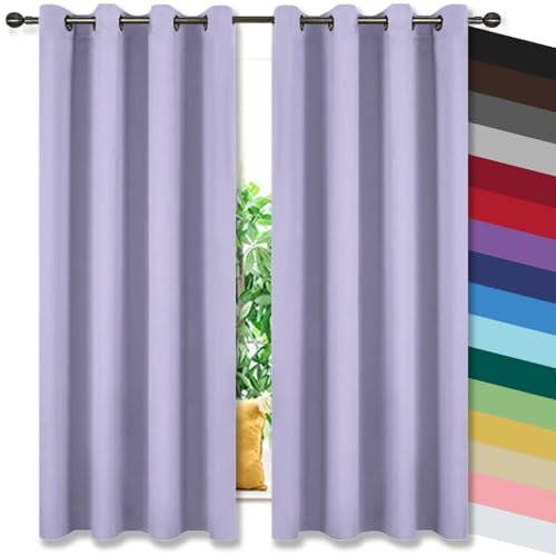 Blickdichte Vorhänge Kräuselband Abdunkelnde 1er Set Gardinen Ösen für Wohnzimmer Schlafzimmer Küchen H213 x B132 cm (1er Pack) Helles Lila