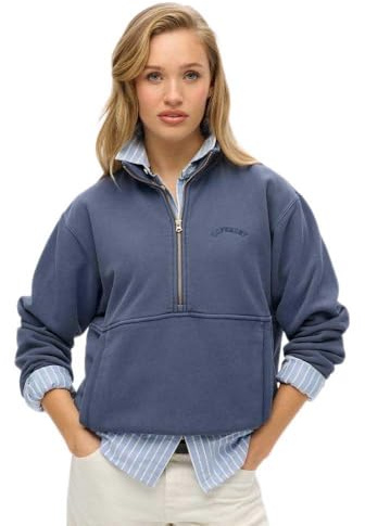 Superdry Damen Übergroßes Essential Logo Sweatshirt mit halbem Reißverschluss