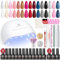 PEACECOLOR Kit Unghie Gel Completo 31PCS , 15 Colori Smalto Semipermanente Unghie Lampada LED Unghie, Base e Top Coat Decor Kit Semipermanente Unghie