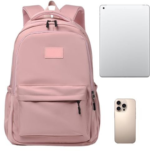 Generisch Zaino a tinta unita | Zaino leggero – Grande volume impermeabile zaino per computer portatile per bagagli da viaggio uomini ragazzi ragazzi viaggi ed escursioni, Colore: rosa., Siehe