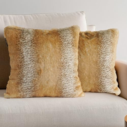 inchgrass Housses de Coussin Fourrure 45x45 cm - Lot de 2 Housses de Coussin de Canapé & Lit Luxe et Ultra Douces, Housses Décoratives pour Salon A68