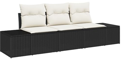 vidaXL Gartensofa-Set 3 STK. Schwarz und Creme Poly-Rattan