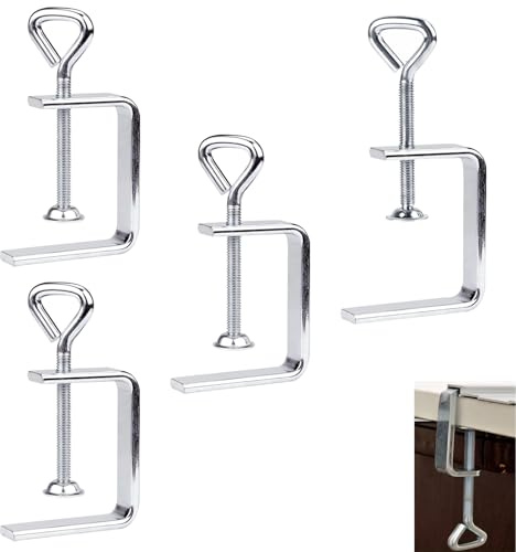 C Klemme, 4 Stück Edelstahl C Klemme Hochleistungs, C Zwingen Schraubklemme, Tischklemme C Zwinge Schraubklemme, Justierbare Breite Workbench Clamp, Silber Schraubzwingen Klein, C Zwingen Kleine