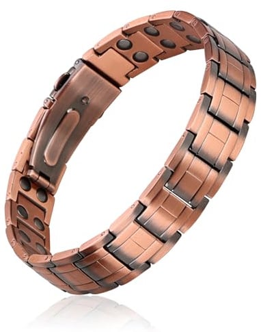 BioMag Herren Kupferarmband aus massivem Reinkupfer verstellbar | 99,99% Reinkupfer mit 3800 Gauss Magneten. Kostenloses Einstellwerkzeug, verstellbar & hautverträglich im Alltag