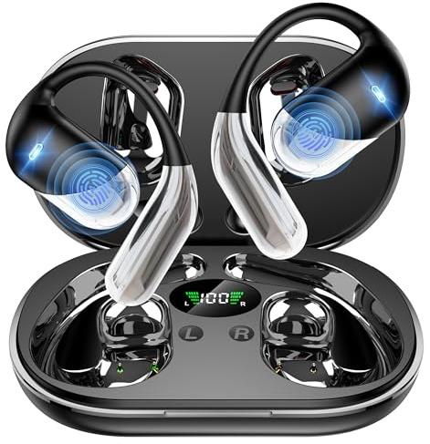 Cuffie Bluetooth Auricolari Bluetooth 6.1, 2026 Sport Cuffiette Wireless, Cuffie Open Ear 60 Ore di Riproduzione, Cuffie Senza Filo HiFi Stereo IP7 Impermeabili, Auricolare Bluetooth per iOS & Android