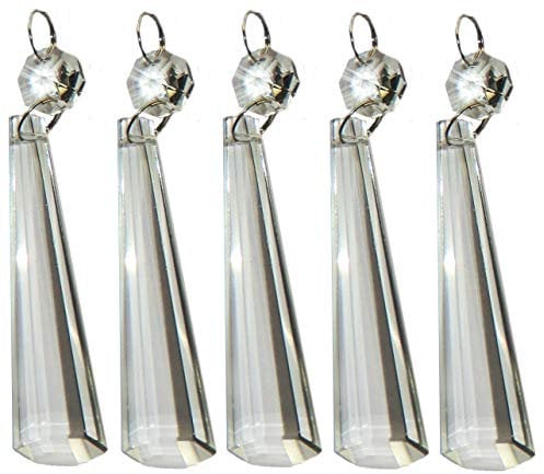 5 Pieces 72mm 3 Slant End Icicle Clear Chandelier Drops Transparent Droplets Cut Glass Crystals Beads Christmas Tree Ornaments Wedding Decorations Light Spare Parts