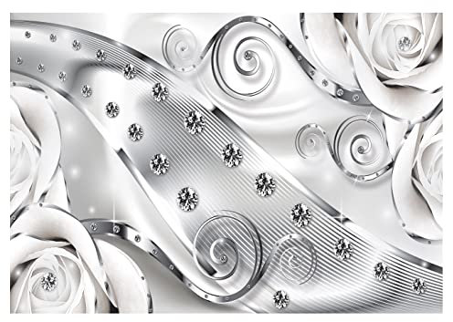Forwall - Vlies Fototapete Blumen Abstrakt Diamanten Rosen Blume 254x184 cm - Fototapeten - Tapeten - für Wohnzimmer Schlafzimmer - Vliestapete Wandtapete Tapete 3D Effekt- inkl. Kleister