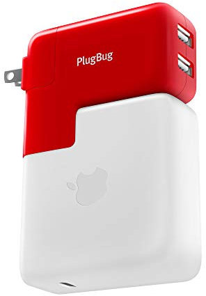 Twelve South PlugBug Duo | Adaptador de Viaje Universal para Apple MacBook y Cargador Doble de Apple iPad/iPhone, Rojo y Blanco