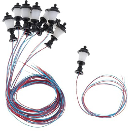 Sharplace 10er Pack Straßenlaternen Modell mit LED Beleuchtung für Garten Modellbau