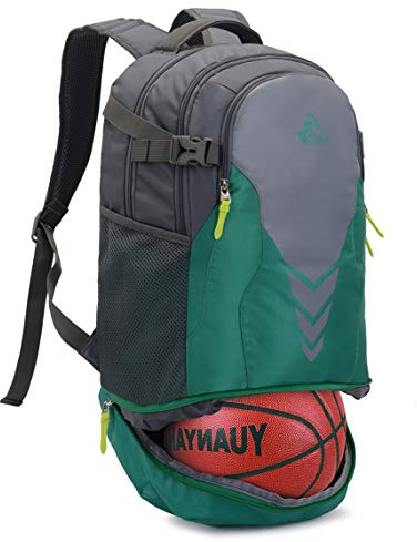 Bseash 35L Basketball Fußball Rucksack mit Boden Ballfach, große Kapazität Sport Rucksack Ausrüstung Turnbeutel für Jungen Mädchen Athleten (Grün)