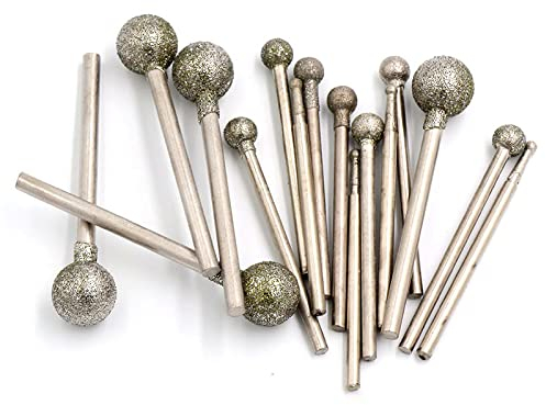 Rotary Burrs, Diamond Coated Round Ball Burr Rotary Tools for Hanging Mill, Engraving Machines, Glass, Tile, Carving, Material Removal (5Pcs-3 x 12mm)