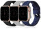 Wepro Pack 3 Straps Compatible with Apple Watch Strap 42mm(Series 10) 38mm 40mm 41mm Women Men, Soft Silicone Strap for iWatch Series 10 9 8 7 6 5 4 3 2 1 SE, Black/Grey/Blue