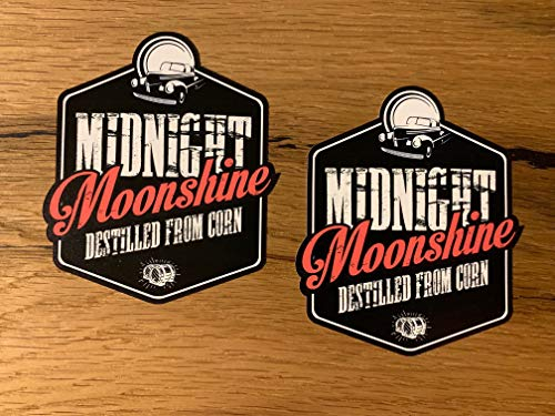 #746 / 2X Aufkleber Moonshine 9,5x8cm Schwarzbrenner Old School Oldtimer Vintage Retro Sticker Auto Motorrad Hot Rod USA V8