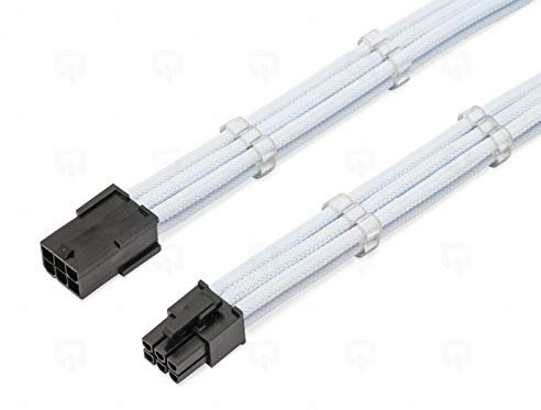 Shakmods 6 Pin PCIE GPU Graphics Card Sleeved Extension Cable 30cm + 2 Cable Combs (White)