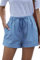 HVEPUO Teenager Mädchen Blaue Shorts Sport Wide Leg Kurze Hosen Laufshorts Training Leinenhose Gym Yoga Boxershorts Weite Hose Staubiges Blau S